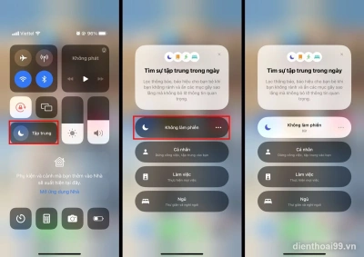 Hướng dẫn chi tiết cách bật chế độ Không làm phiền trên iPhone nhanh chóng tại Điện Thoại 99 Đà Nẵng