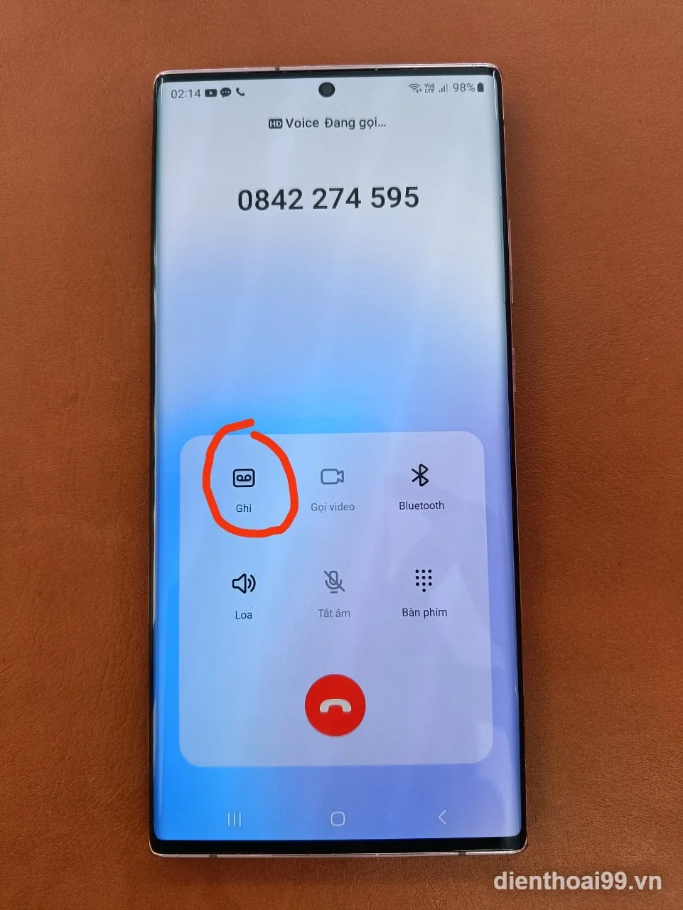 Samsung Galaxy S21 Ultra màu bạc hiển thị chức năng ghi âm cuộc gọi uy tín Đà Nẵng