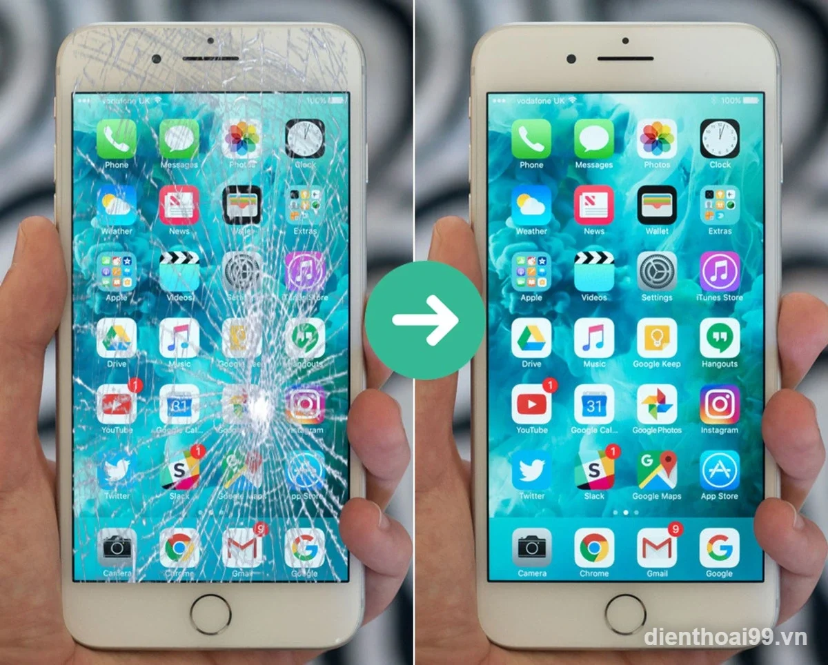 Kỹ thuật viên Điện Thoại 99 đang thay màn hình iPhone lấy ngay