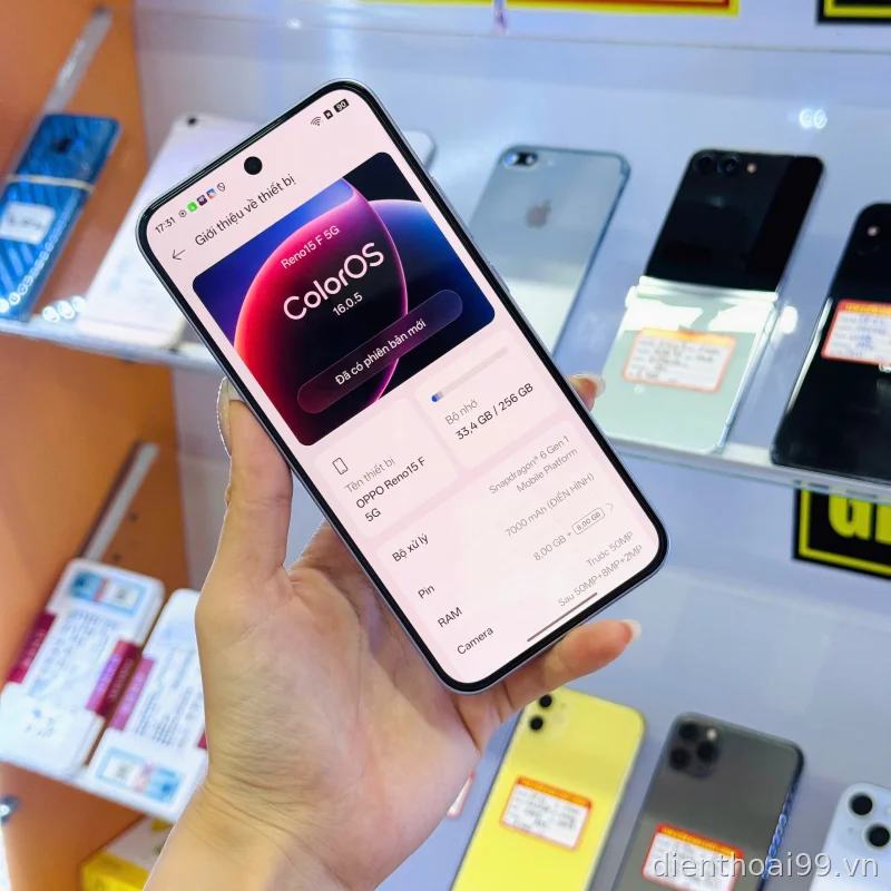 Điện thoại Oppo Reno 15F 8GB/256GB Màu Xanh - Hàng Like New